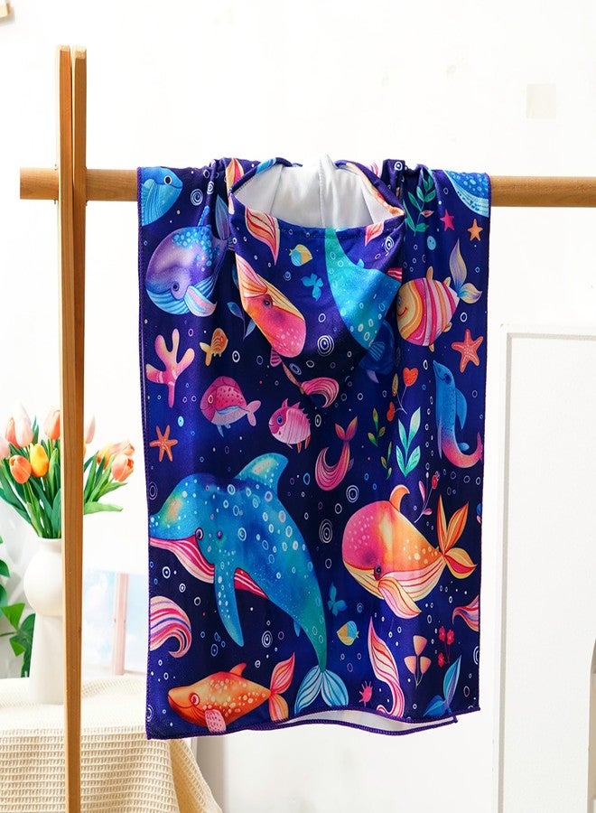 هابي فلوت مناشف أطفال هابي فلوت بغطاء للرأس - مناشف ناعمة بغطاء للرأس للأطفال من عمر 0 إلى 4 سنوات، مناشف استحمام للأطفال ومناشف غسيل - منشفة شاطئ مثالية للأطفال ومناشف للأطفال حديثي الولادة للبنات والأولاد (دولفين) - Image 3